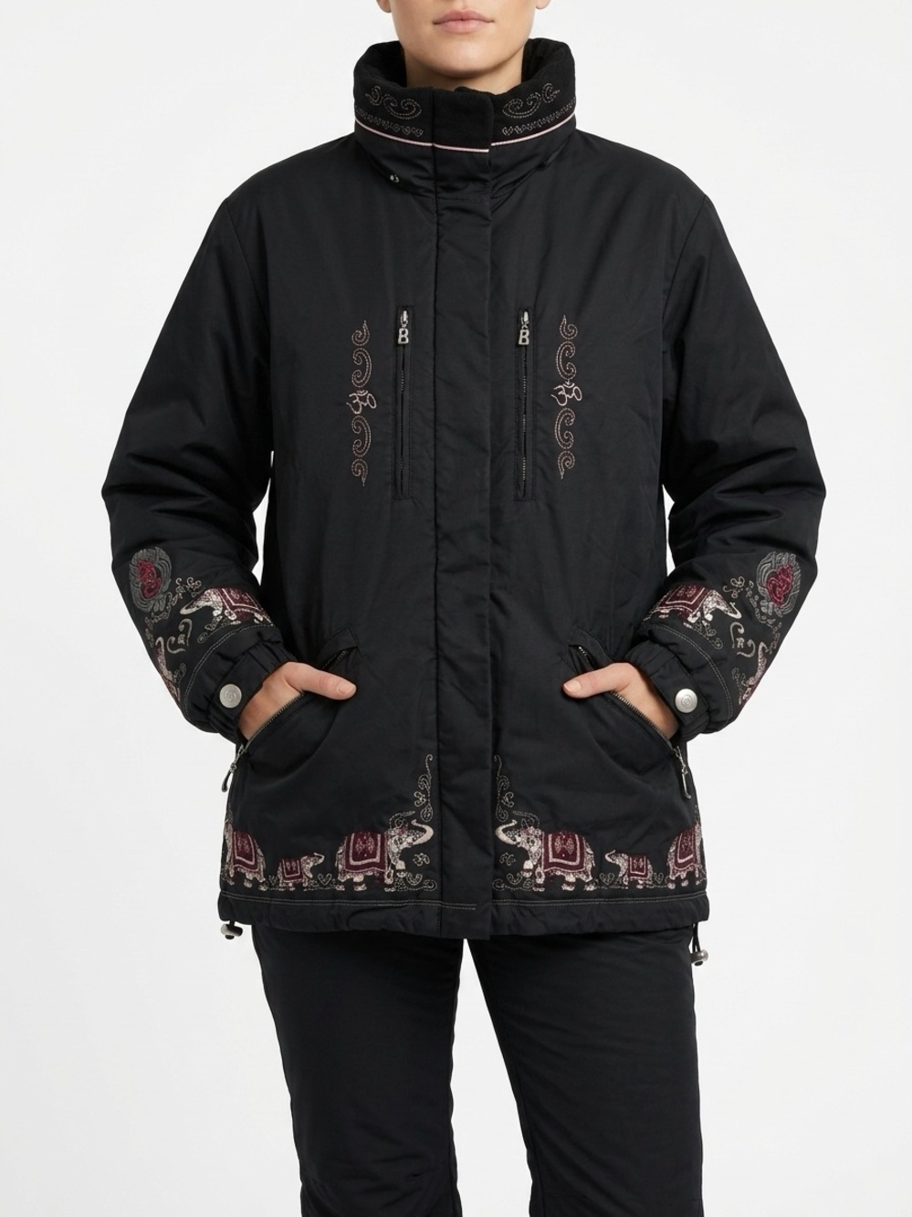 Bogner Ski Jacket Vintage Elephant Om Embroidered Black L